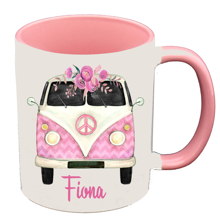 Personalised Pink Floral Kombi Mug