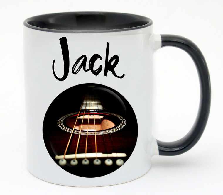 Black Guitar Personalised Mug