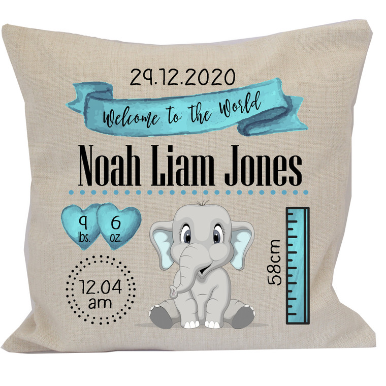 Baby Boy Birth Details Cushion