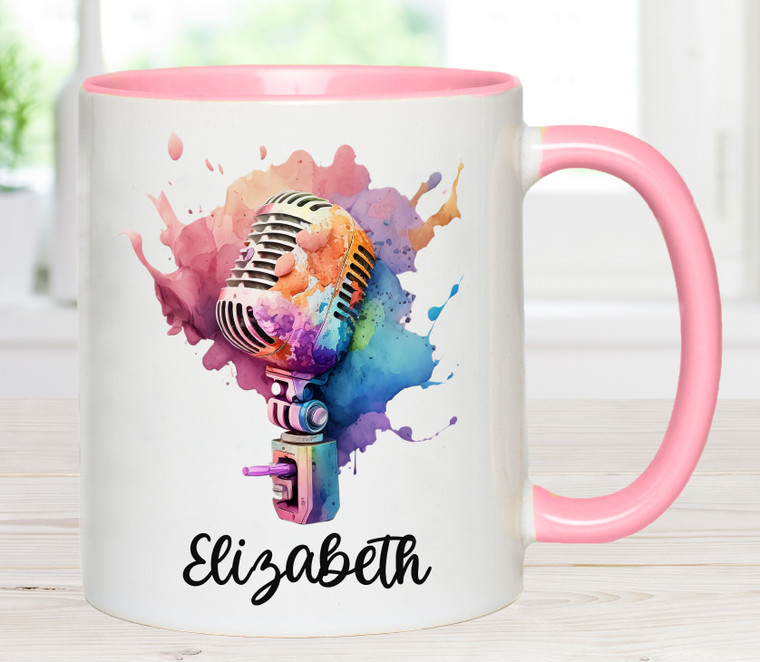 Microphone Singer Pink Personalised Mug