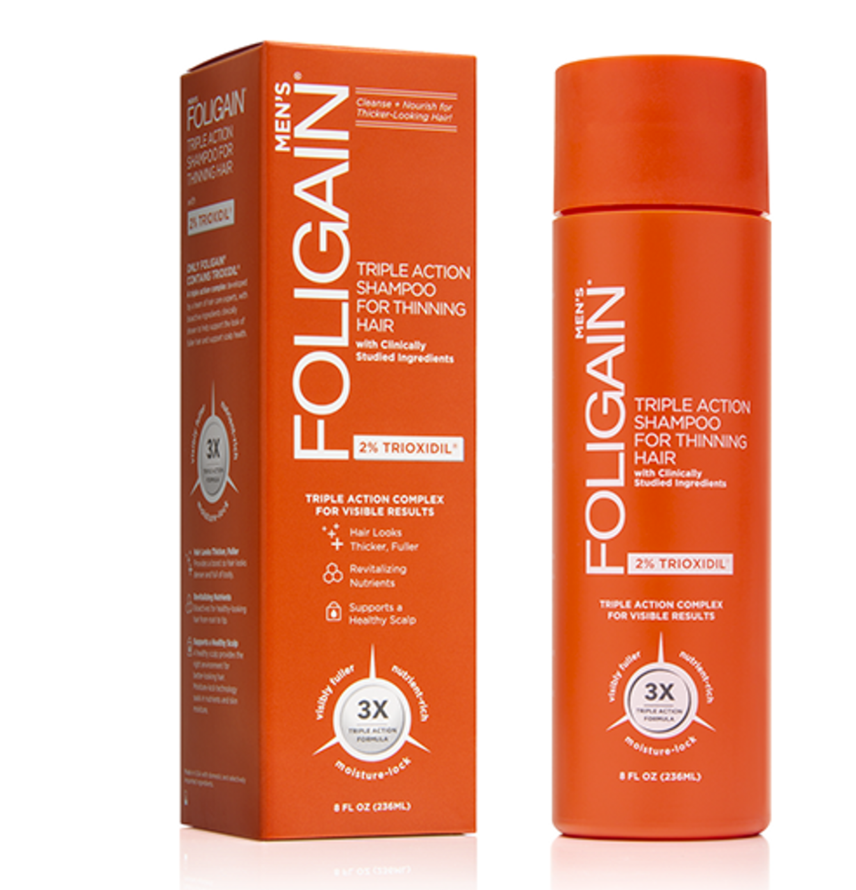 Foligain - Triple Action Shampoo for Thinning Hair for Men with 2%  Trioxidil - Beauty Bridge