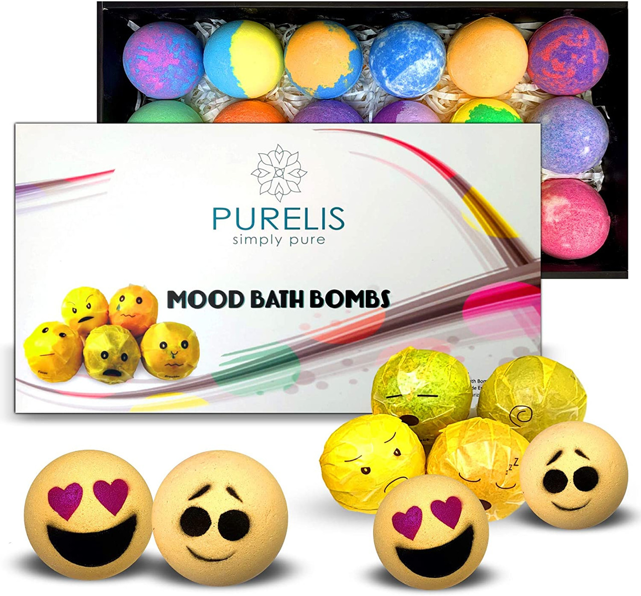 purelis - Natural Bath Bombs Gift Set 18 Individually Wrapped Bath