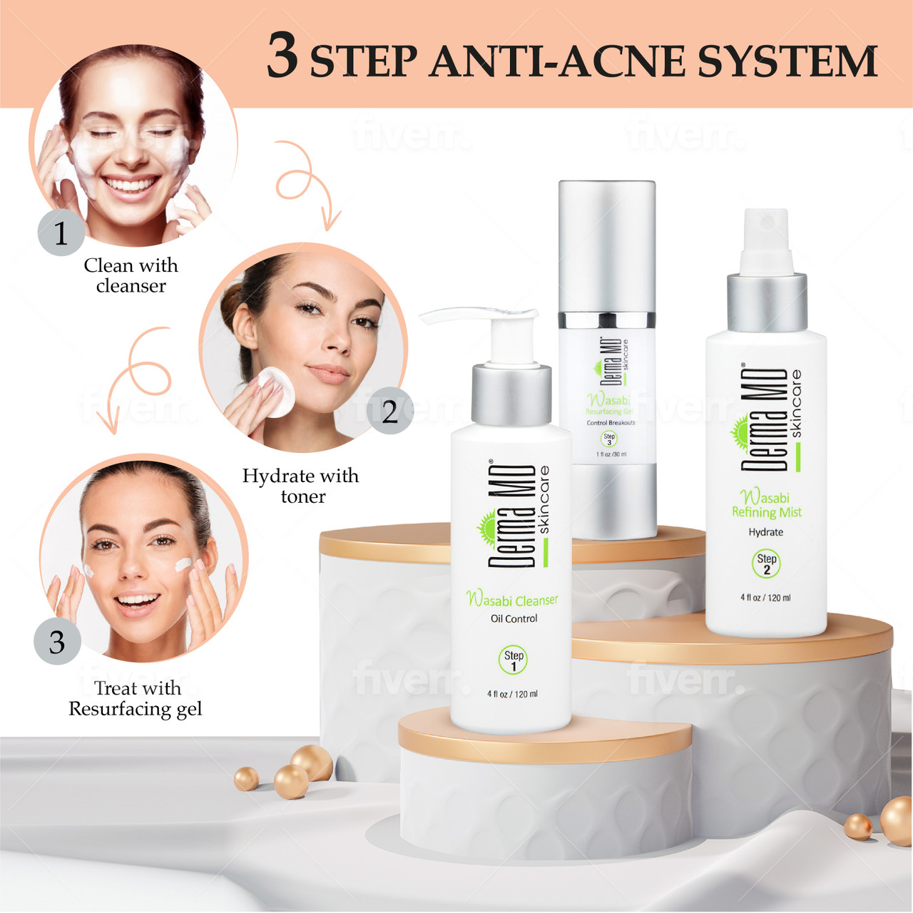 DERMA MD Skincare Wasabi 3 step antiacne system Beauty Bridge