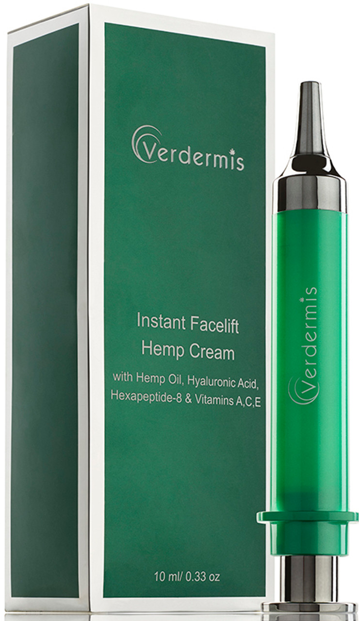 Instant Anti-Aging Facelift Hemp Cream with Hemp Oil, Hyaluronic Acid,  Hexapeptide-8 & Vitamins A,C,E