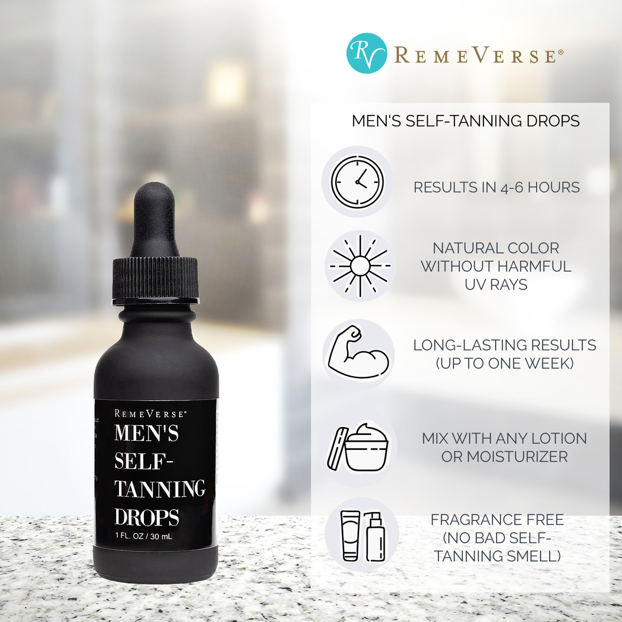 RemeVerse - Men's Self Tanning Drops - Beauty Bridge