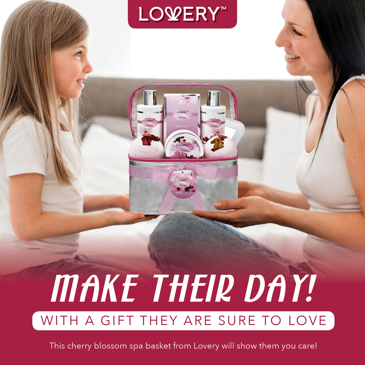 Lovery - Bath and Body Spa Gift Basket Set for Women - Cherry Blossom ...