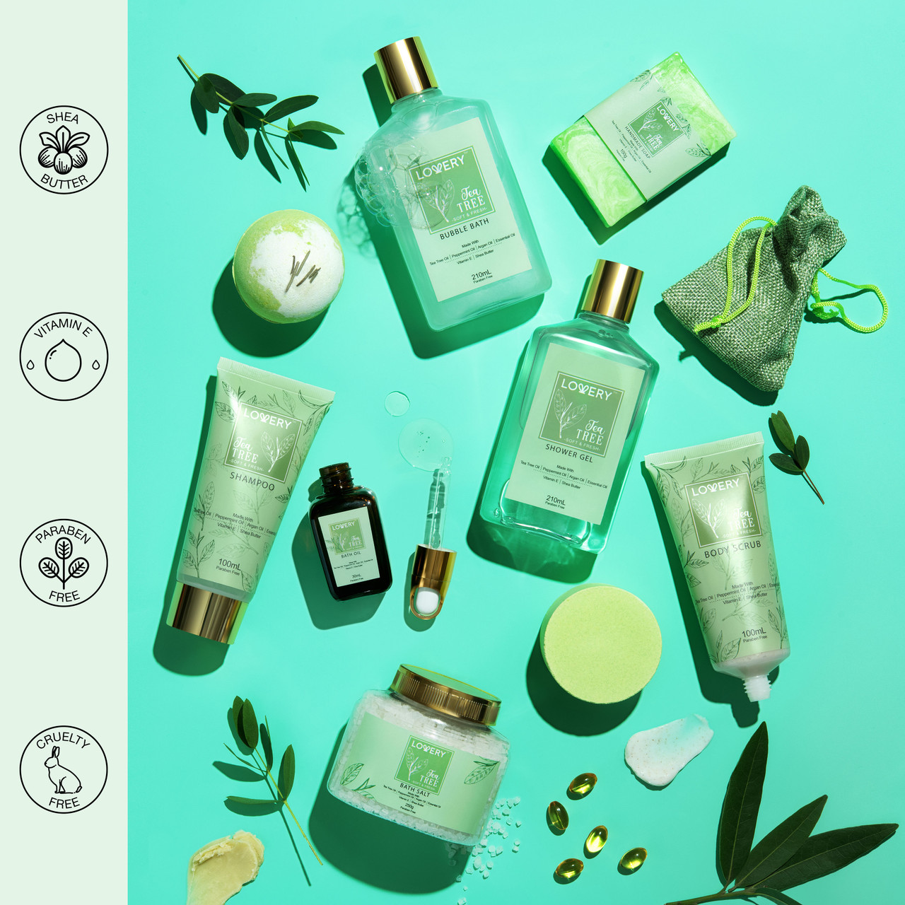 Lovery Tea Lovery - Tea Tree Bath Set - Luxury Aromatherapy Home Spa with Calming ...