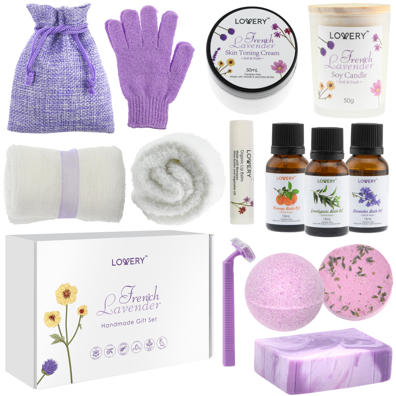 Lovery Box Lovery - French Lavender Handmade Gift Box, 18 Piece - Beauty Bridge