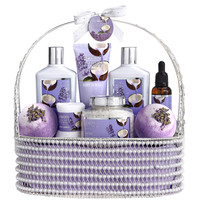 Lovery - Lovery Home Spa Gift Set - Lavender Coconut - Handmade Pearl Basket - 9pc