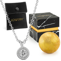 Lovery - Sterling Silver Cluster CZ Stone Pendant with Chain, Pouch, Bath Bomb & Gift Box