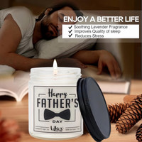 Lovery - Happy Father's Day Candle Lavender Scented Soy Wax, 10oz