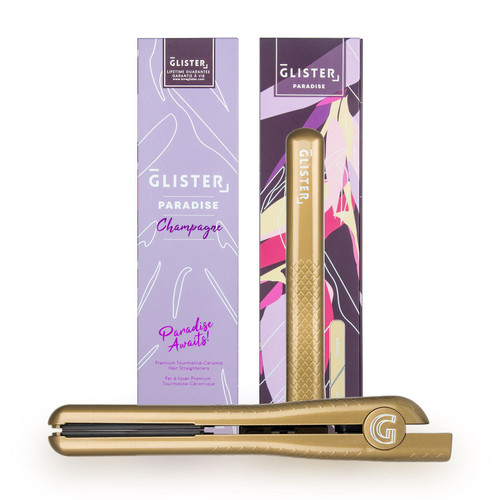 Glister - Paradise 1.25 inch Flat Iron with Tourmaline Gemstone Infusion - Champagne
