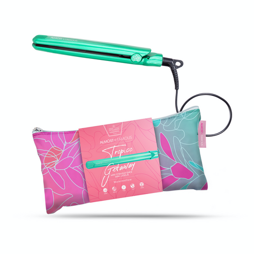 Almost Famous - 0.5 inch Tropico Getaway Mini Travel Flat Iron with Designer Bag - Watermellow