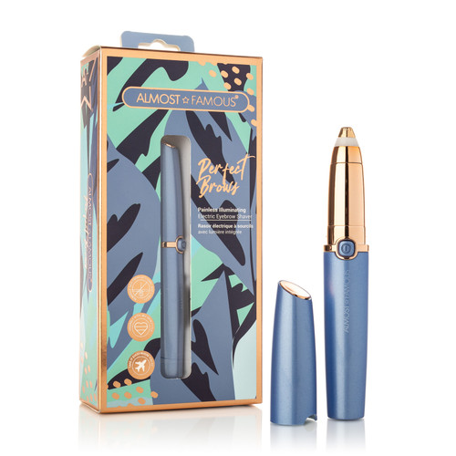 Almost Famous - Precision Brow Shavers with Rose Gold accents - Light Blue