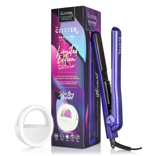 Glister - Limited Edition 1.25 inch Paradise After Dark Flat Iron with BONUS Selfie Ring - Ultraviolet