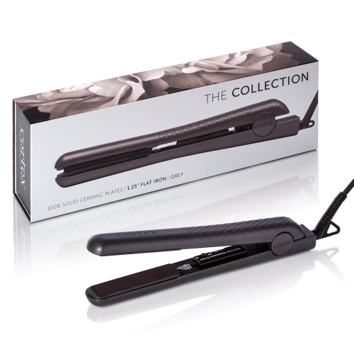 Cortex International - The Collection - 1.25 in. 100% Solid Ceramic Ionic & Far-Infrared Technology Flat Iron - GRAY