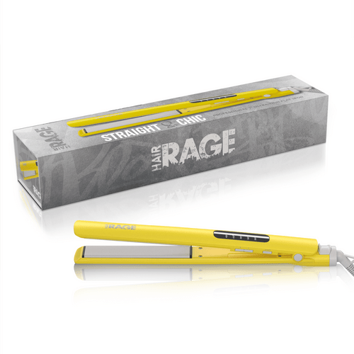 HAIR RAGE - Straight & Chic Professional 1 in. Ultra-Thin Digital Flat Iron - YELLOW/GRAY