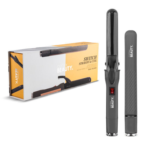 Cortex Beauty - The Switch Flat Iron & Curling Iron Duo Set - Dual Voltage - US &amp; EU Detachable Cords Included - GRAY/ROSEGOLD