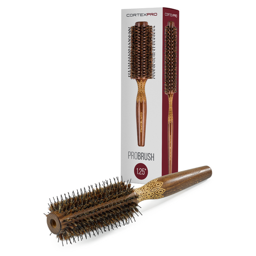 Cortex Professional - 1.25 in. Thermal Boar Hair and Nylon Bristled Color Changing Heat Activated Round Brush - WOOD