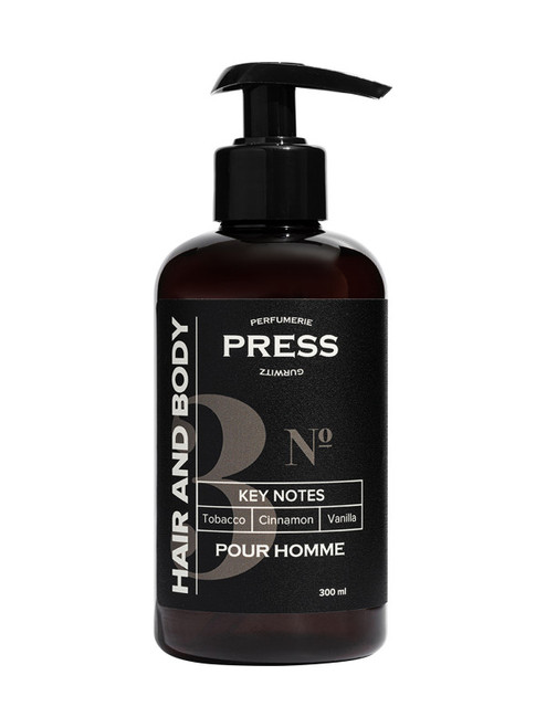 Press Gurwitz Perfumerie - Pour Homme for Men Hair & Body No 3 Tobacco, Cinnamon, Vanilla, 300 ml