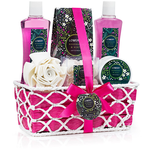 Lovery - Lovery Home Spa Gift Basket In Rosemary Mint Fragrance - Bath & Body Gift Set