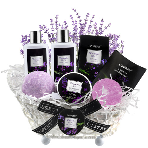 Lovery - Lavender Handmade Bath and Body Gift Set, 8 Piece