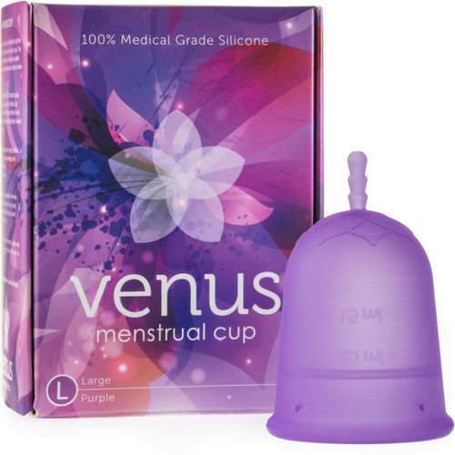Venus - Large Menstrual Cup - Higher Capacity (+30%) - Unique U Shape Design for Heavier Flow Days - 100% Medical Grade Silicone Reusable Period Cup | Large