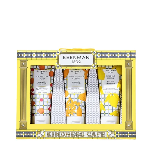 BEEKMAN 1802 - 3-Piece Hand Cream Sampler Juicy Peachy Lychee, Honey & Orange Blossom, Sunshine Lemon