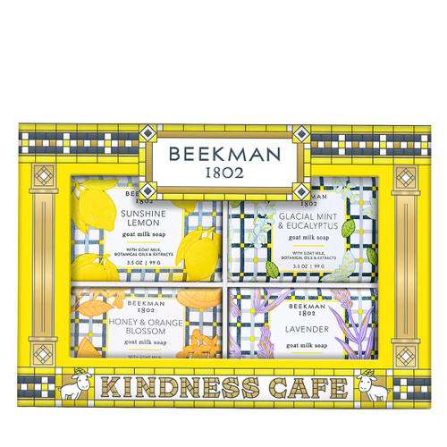 BEEKMAN 1802 - 4-Piece Bar Soap Set Sunshine Lemon, Glacial Mint & Eucalyptus, Honey & Orange Blossom, Lavender