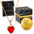 Lovery - 14K Gold Plated Ruby Stone Heart Pendant & Necklace Chain with Pouch, Bath Bomb & Gift Box