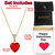 Lovery - Valentines 14K Gold Plated Ruby Stone Heart Pendant & Necklace Chain with Pouch & Soy Candle