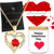 Lovery - Valentines 14K Gold Plated Double Heart Ruby & CZ Pendant  & Necklace with Pouch &  Soy Candle