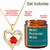 Lovery - Mothers Day 14K Gold Plated Double Heart Pendant Necklace with Ruby , CZ stones, Pouch, & Best Mom Candle