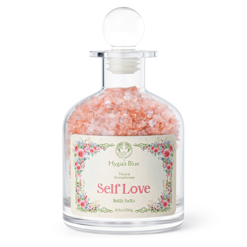 Hygia's Blue Self Love Bath Salts 8.5 oz with pink Himalayan salt and essential oils