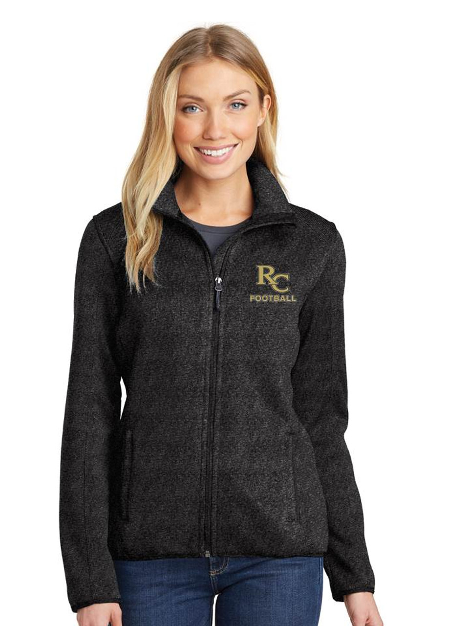 Ladies Port Authority Sweater Fleece Jacket - Rock Canyon Football -  Educational Outfitters - Denver