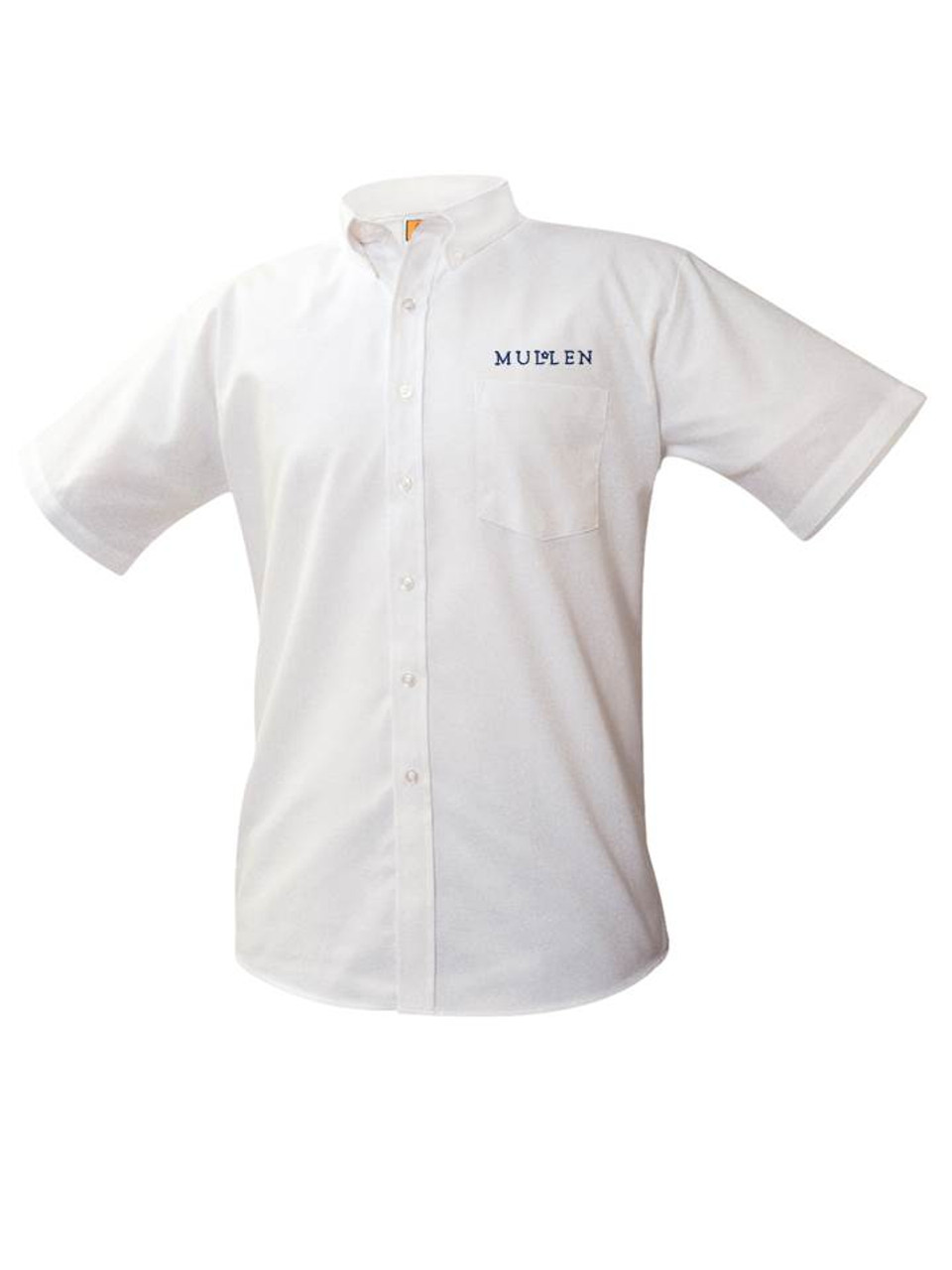 White Short Sleeve Male Oxford Shirt - MULLEN - Educational Outfitters