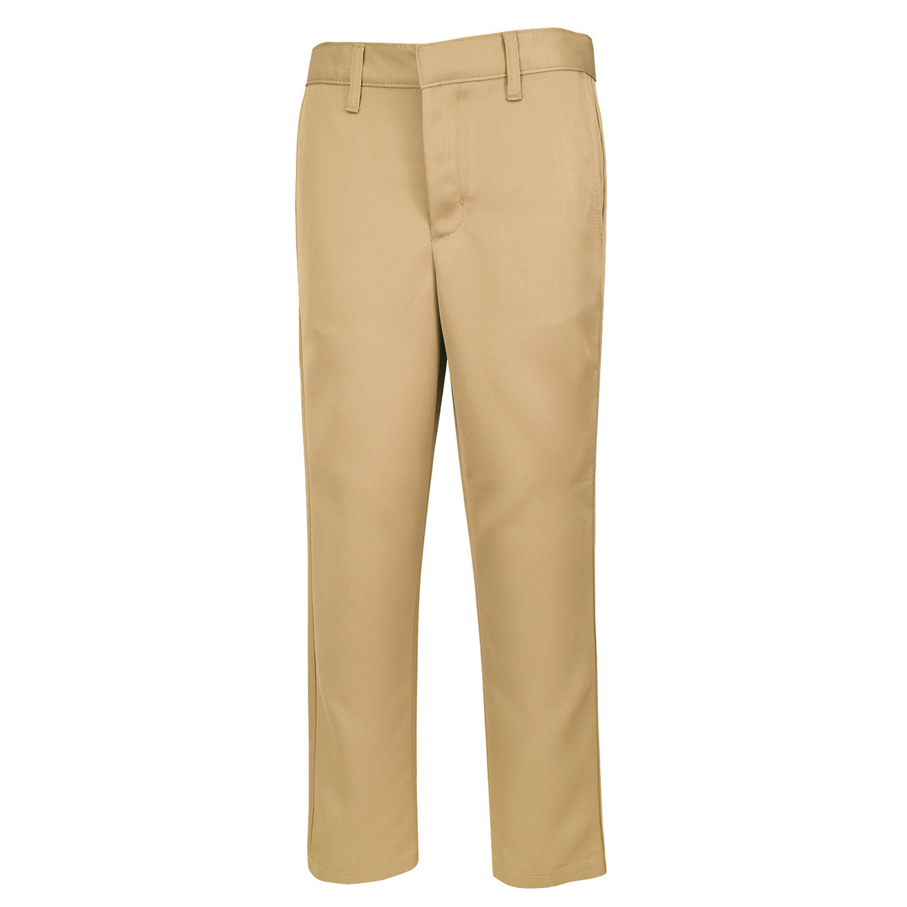 Male Performance Flat Front Pants -Khaki - Educational Outfitters