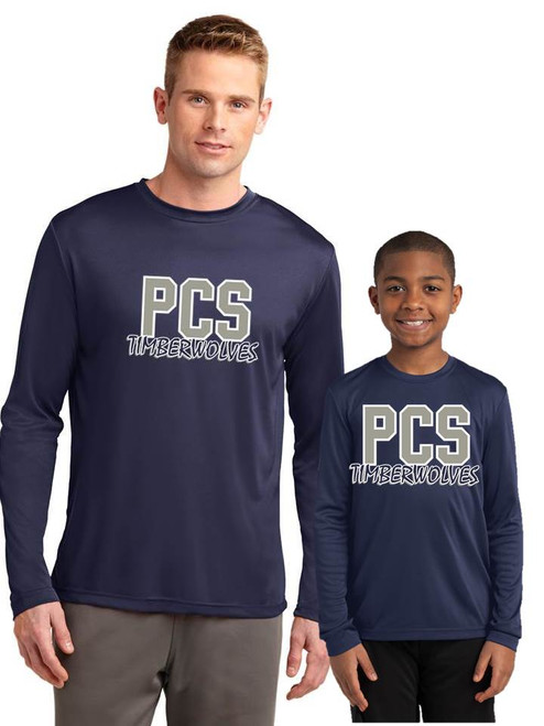 Navy Long Sleeve Competitor Tee w/Heat Press Pinnacle Logo