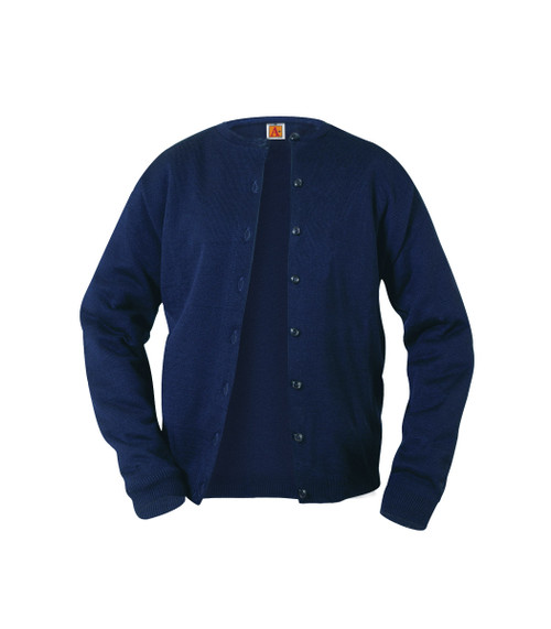 Girls Fine Gauge Crewneck Cardigan Sweater - Academy Charter