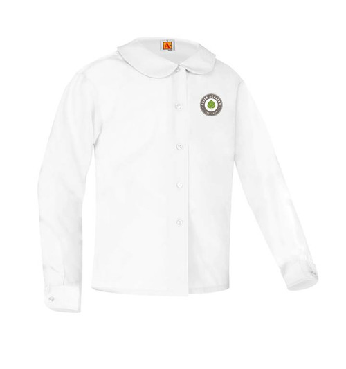 Girls Long Sleeve Peter Pan Broadcloth Blouse - Aspen Academy