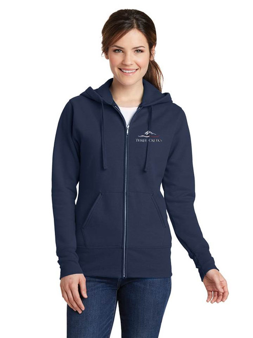 Ladies Fleece Full Zip Sweatshirt with Three Creeks Embroidery