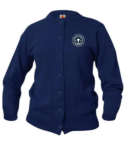 Girls  Navy Crewneck Cardigan - MPB