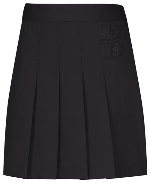 Girls Skort - Two Tab w/Pleats - Black + Khaki