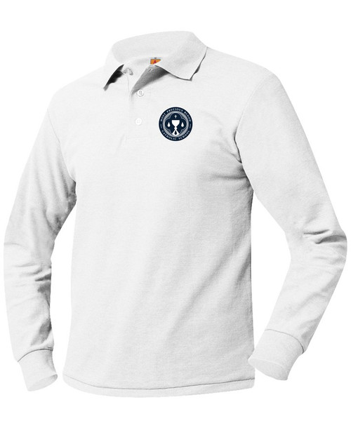 White Pique Long Sleeve Polo Shirt - MPB