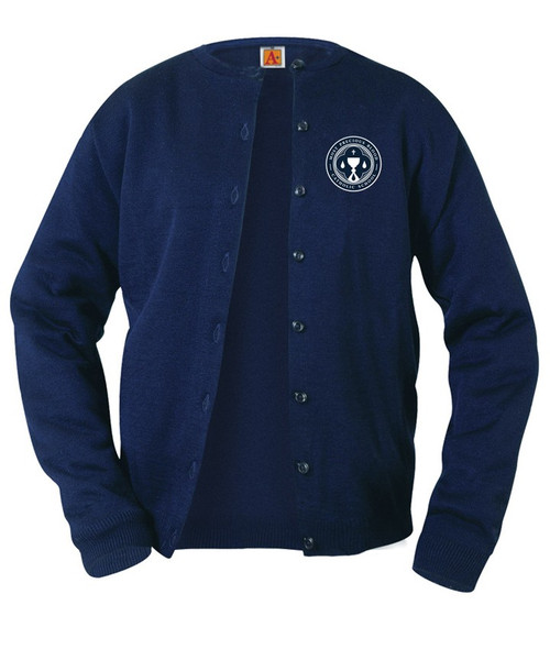 Female Fine Gauge Crewneck Cardigan Sweater -MPB