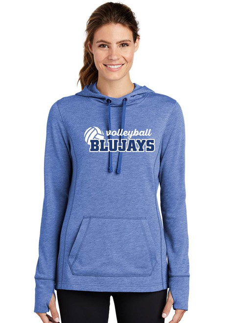 Ladies Tri-Blend Wicking Fleece Hooded Pullover - St John Volleyball
