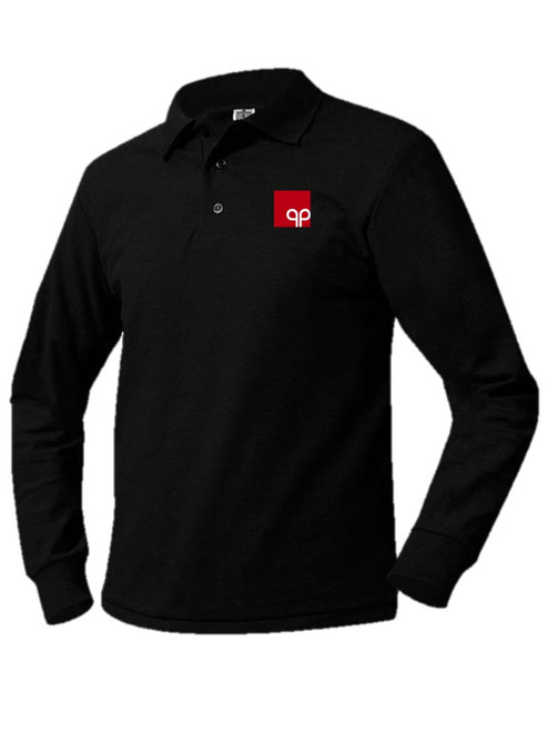 Formal Day Black Pique  Long Sleeve Polo Shirt - PPA 