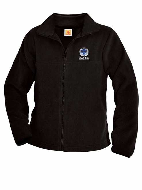 Black Full Zip-Front Fleece Jacket - Bayer