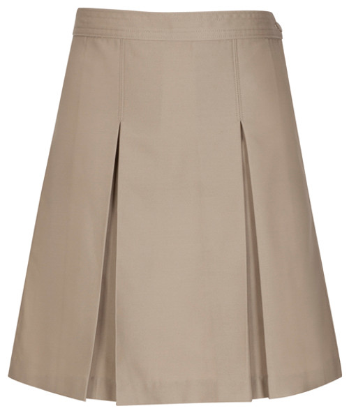 Girls Skirt - Center Box Pleat - Khaki/Navy
