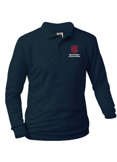 Jersey Long Sleeve Polo Shirt - Sacred Heart of Jesus